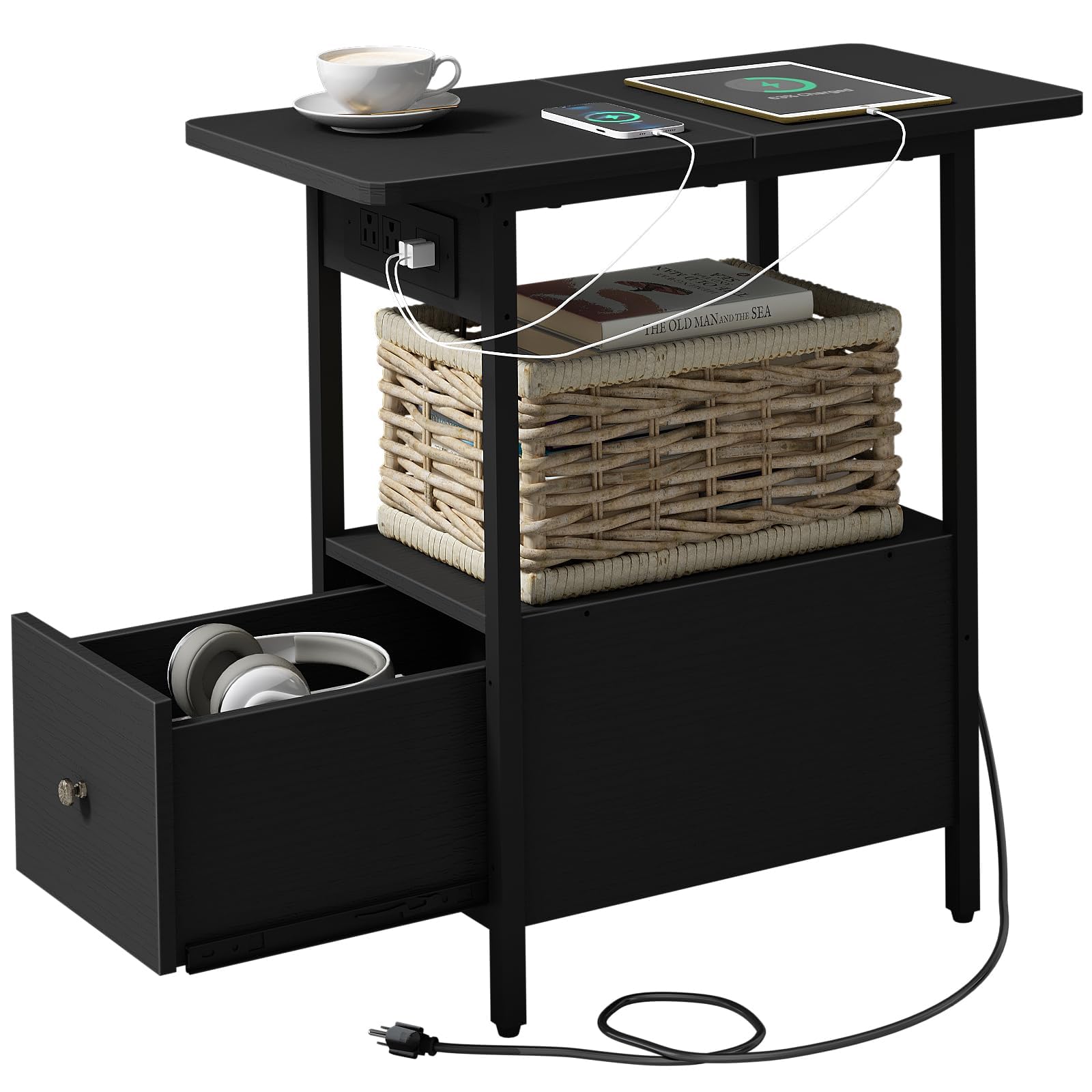 Amazon.com: LIDYUK End Table with Charging Station, Narrow Side